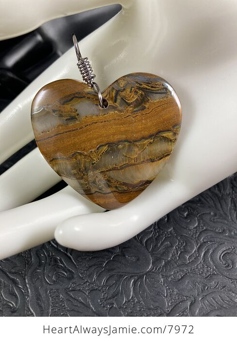 Heart Shaped Tiger Iron Stone Jewelry Pendant - #Aeseg2ZBihk-7