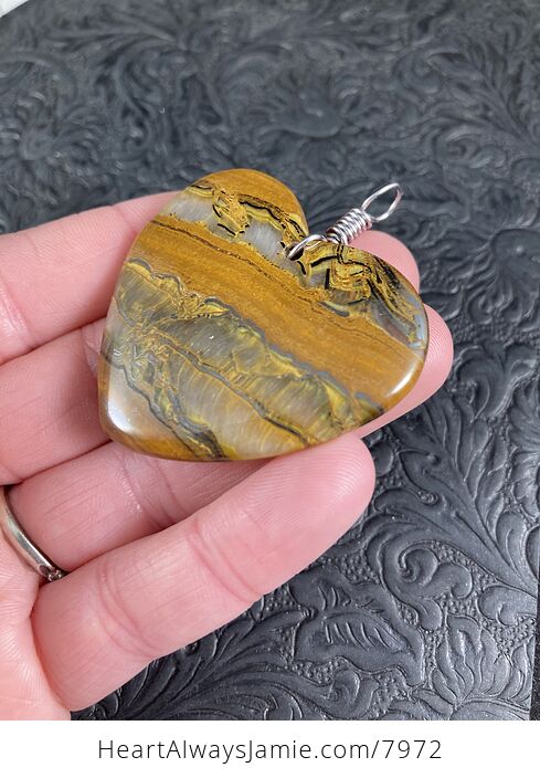 Heart Shaped Tiger Iron Stone Jewelry Pendant - #Aeseg2ZBihk-3