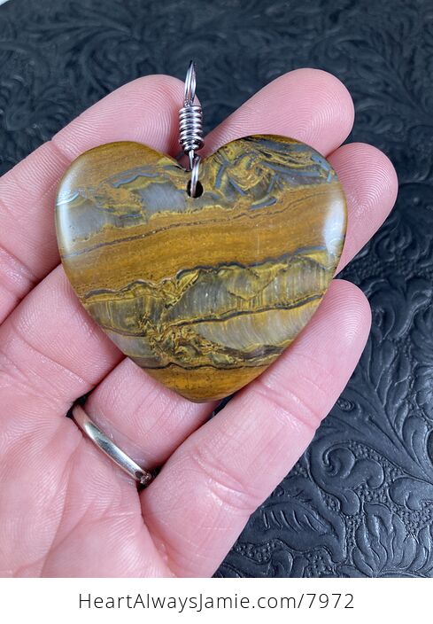 Heart Shaped Tiger Iron Stone Jewelry Pendant - #Aeseg2ZBihk-2