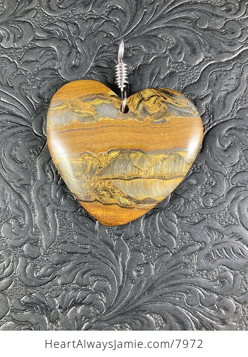 Heart Shaped Tiger Iron Stone Jewelry Pendant - #Aeseg2ZBihk-1