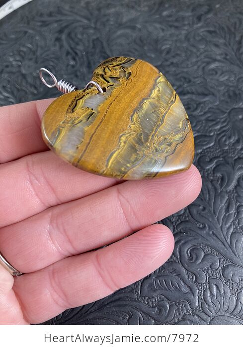 Heart Shaped Tiger Iron Stone Jewelry Pendant - #Aeseg2ZBihk-4