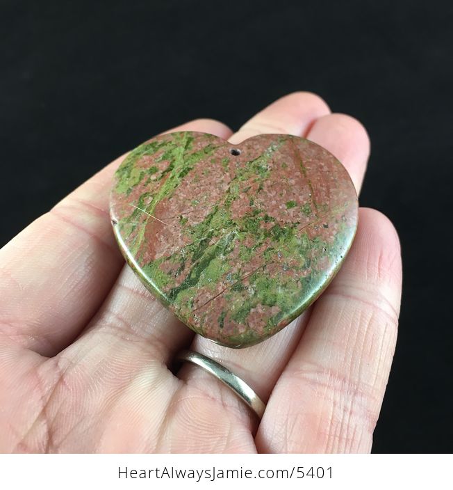 Heart Shaped Unakite Jasper Stone Jewelry Pendant - #pBwjPlKgzSM-2