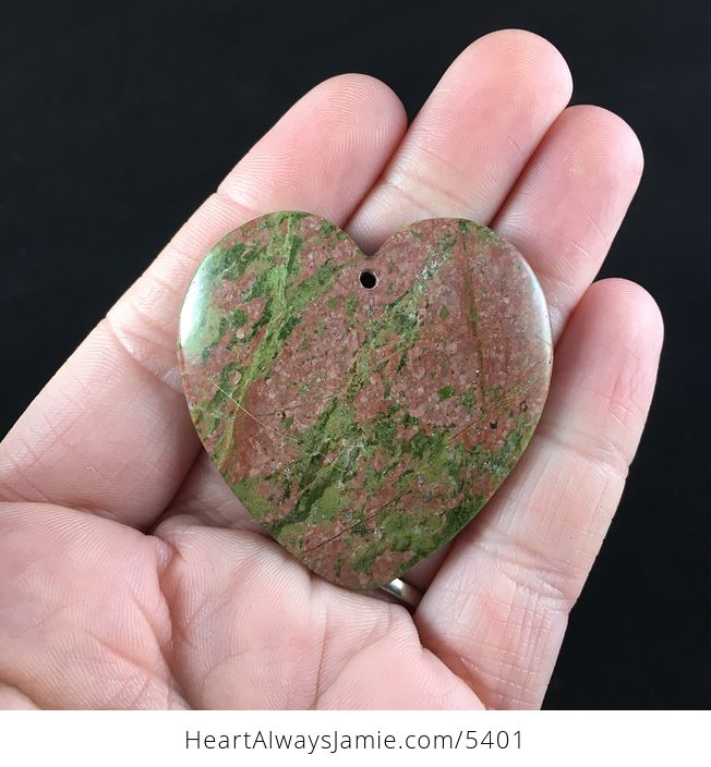 Heart Shaped Unakite Jasper Stone Jewelry Pendant - #pBwjPlKgzSM-1