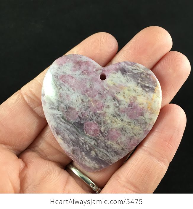Heart Shaped Unicorn Stone Jewelry Crystal Pendant Lepidolite Pink Tourmaline Smoky Quartz and Cleavelandite - #wVXlytytVGw-1