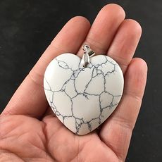 Heart Shaped White and Blue Synthetic Howlite Stone Pendant #0NfNemcGQ1M