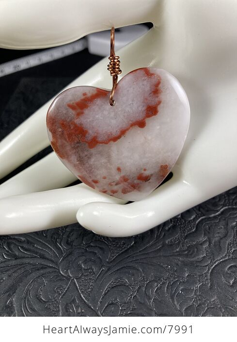 Heart Shaped White and Red Jasper Stone Jewelry Pendant - #o5f6WjJyMjM-6