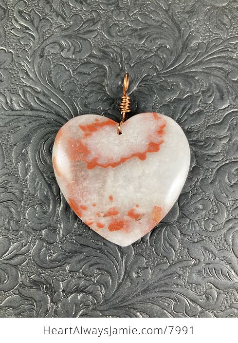 Heart Shaped White and Red Jasper Stone Jewelry Pendant - #o5f6WjJyMjM-4