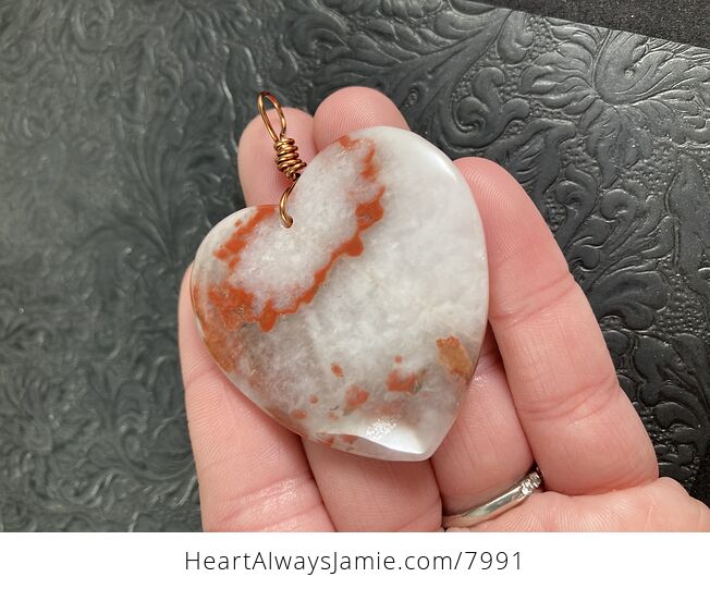 Heart Shaped White and Red Jasper Stone Jewelry Pendant - #o5f6WjJyMjM-2