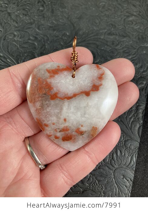 Heart Shaped White and Red Jasper Stone Jewelry Pendant - #o5f6WjJyMjM-1