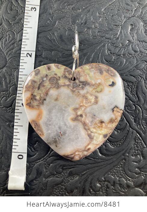 Heart Shaped White Druzy and Jasper Stone Jewelry Pendant Ornament - #xUpMsEZzawk-2