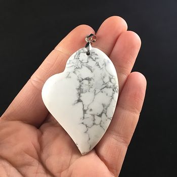 Heart Shaped White Howlite Stone Jewelry Pendant #xEIu93RVwPY