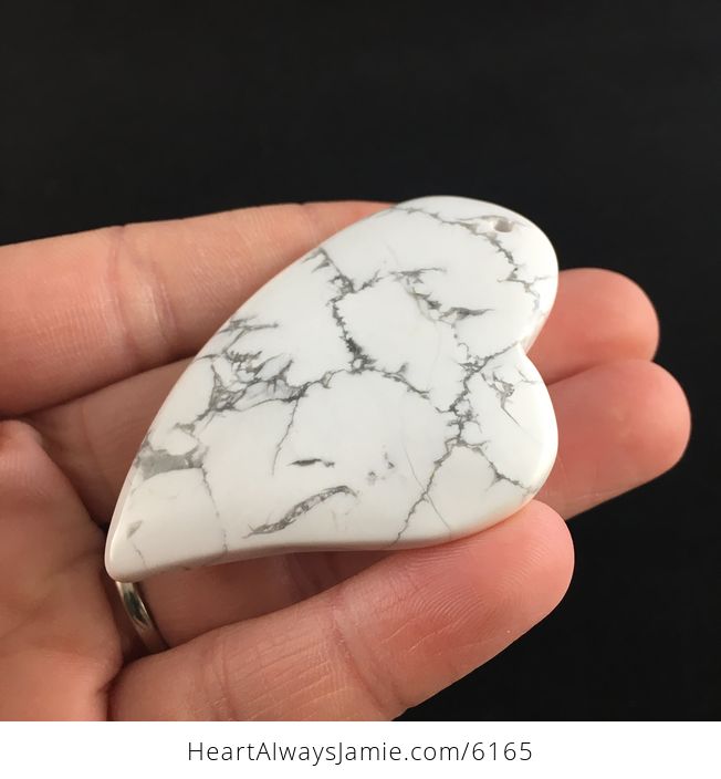 Heart Shaped White Howlite Stone Jewelry Pendant - #8O0iigtSAHE-3