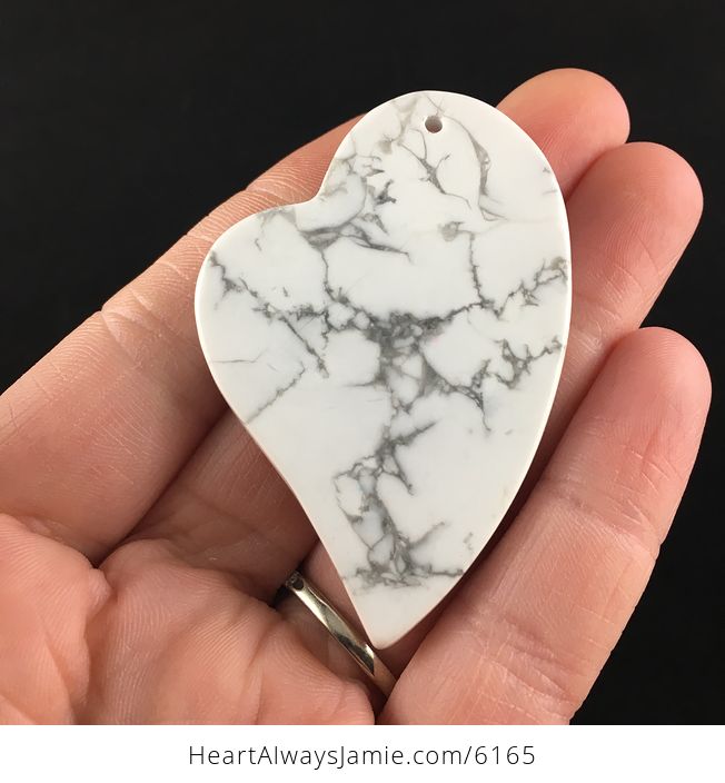 Heart Shaped White Howlite Stone Jewelry Pendant - #8O0iigtSAHE-6