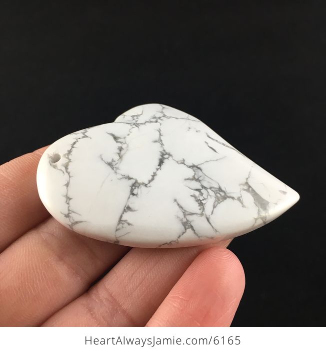 Heart Shaped White Howlite Stone Jewelry Pendant - #8O0iigtSAHE-4