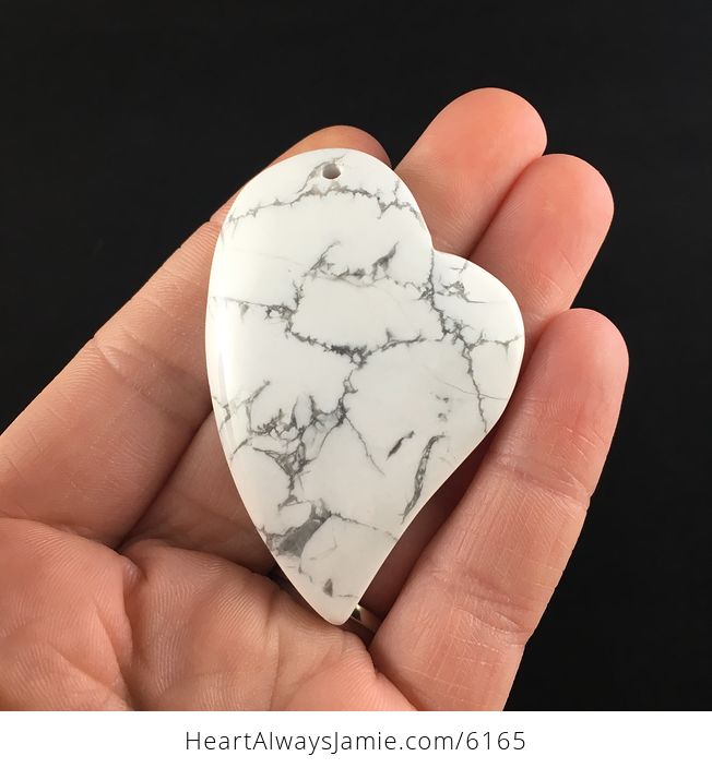 Heart Shaped White Howlite Stone Jewelry Pendant - #8O0iigtSAHE-1