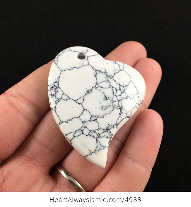 Heart Shaped White Howlite Stone Jewelry Pendant - #L874t6XsUCM-2