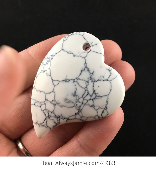 Heart Shaped White Howlite Stone Jewelry Pendant - #L874t6XsUCM-3