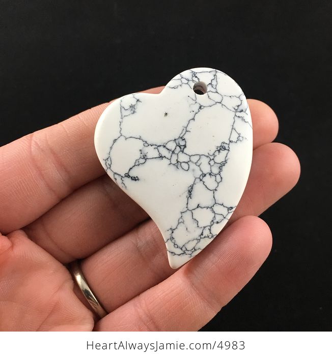 Heart Shaped White Howlite Stone Jewelry Pendant - #L874t6XsUCM-5