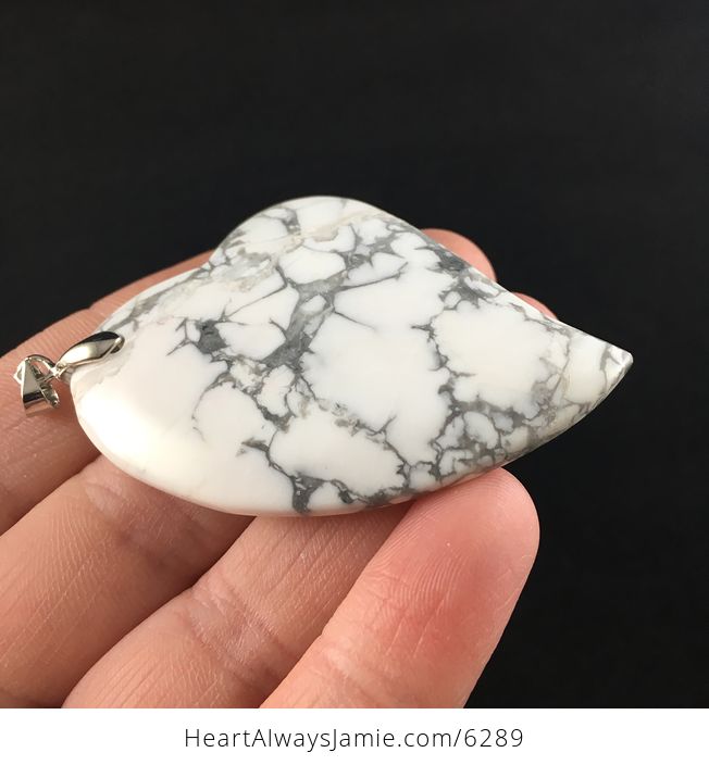Heart Shaped White Howlite Stone Jewelry Pendant - #Ylol0QIO7K4-4