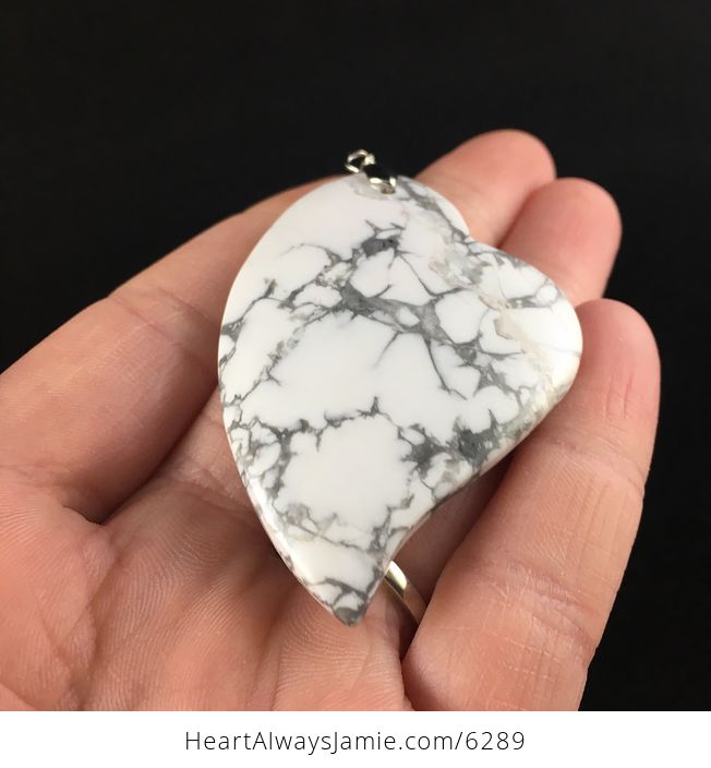 Heart Shaped White Howlite Stone Jewelry Pendant - #Ylol0QIO7K4-2