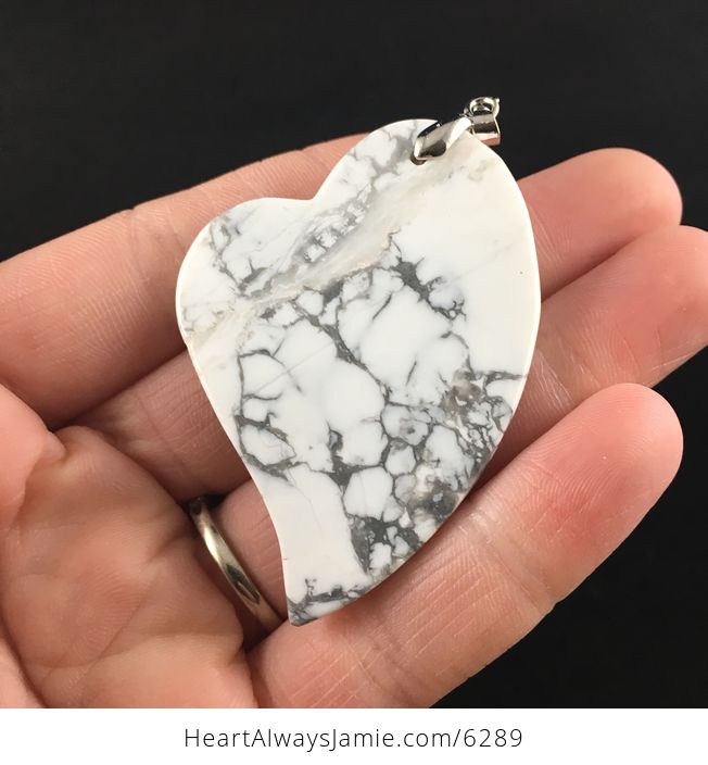 Heart Shaped White Howlite Stone Jewelry Pendant - #Ylol0QIO7K4-6