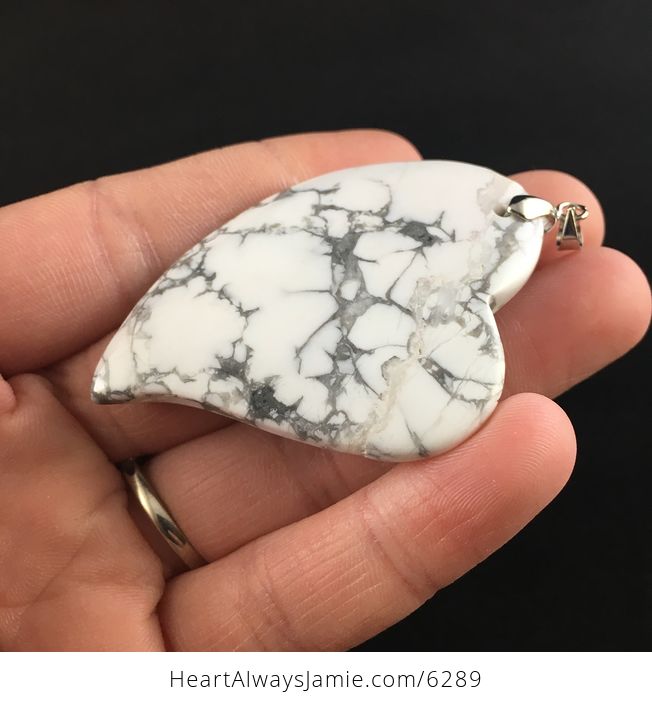 Heart Shaped White Howlite Stone Jewelry Pendant - #Ylol0QIO7K4-3
