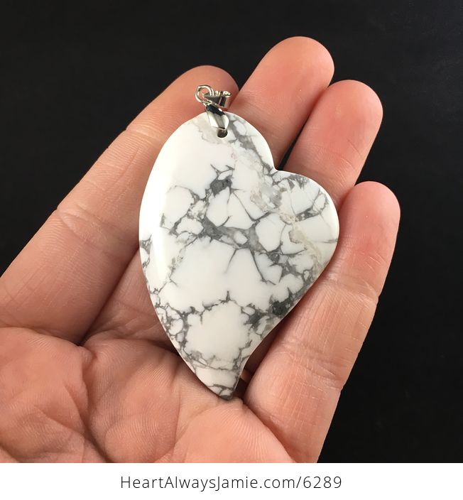 Heart Shaped White Howlite Stone Jewelry Pendant - #Ylol0QIO7K4-1