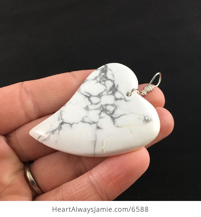 Heart Shaped White Howlite Stone Jewelry Pendant - #rFewTPS0nVg-3