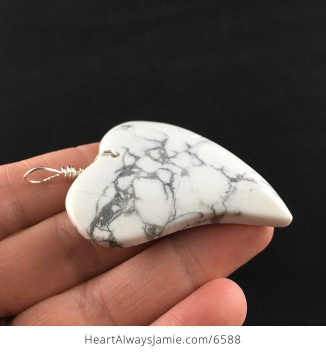 Heart Shaped White Howlite Stone Jewelry Pendant - #rFewTPS0nVg-4