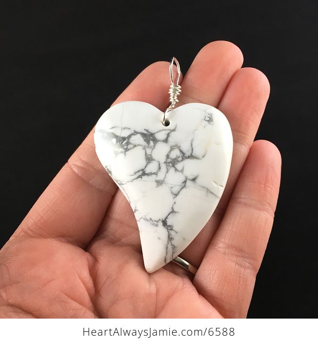 Heart Shaped White Howlite Stone Jewelry Pendant - #rFewTPS0nVg-1