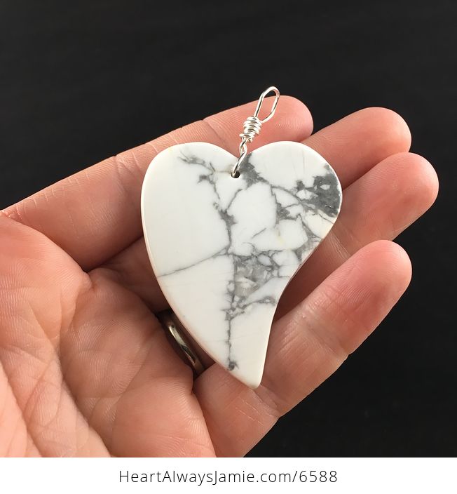Heart Shaped White Howlite Stone Jewelry Pendant - #rFewTPS0nVg-6