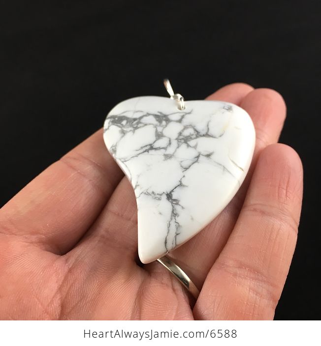 Heart Shaped White Howlite Stone Jewelry Pendant - #rFewTPS0nVg-2