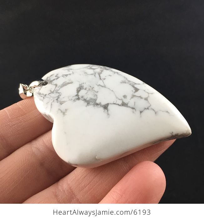 Heart Shaped White Howlite Stone Jewelry Pendant - #xEIu93RVwPY-4