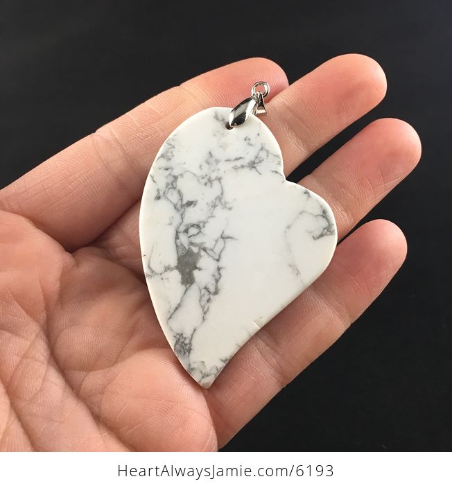 Heart Shaped White Howlite Stone Jewelry Pendant - #xEIu93RVwPY-6