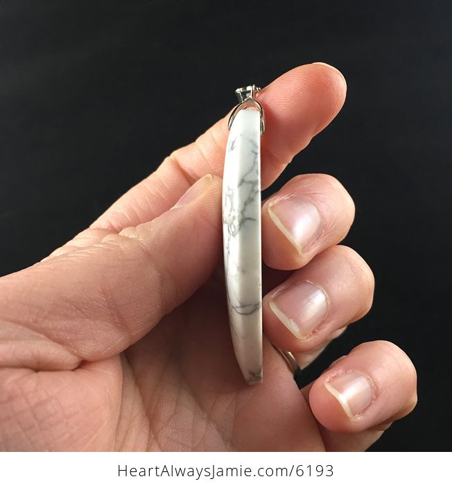 Heart Shaped White Howlite Stone Jewelry Pendant - #xEIu93RVwPY-5