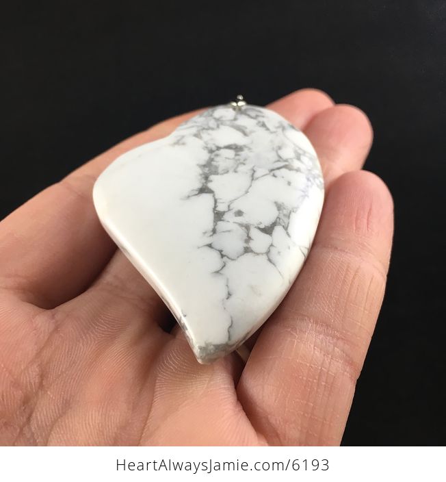 Heart Shaped White Howlite Stone Jewelry Pendant - #xEIu93RVwPY-2