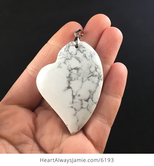 Heart Shaped White Howlite Stone Jewelry Pendant - #xEIu93RVwPY-1