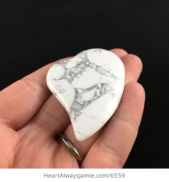 Heart Shaped White Howlite Stone Jewelry Pendant - #yP3loSccRx8-2