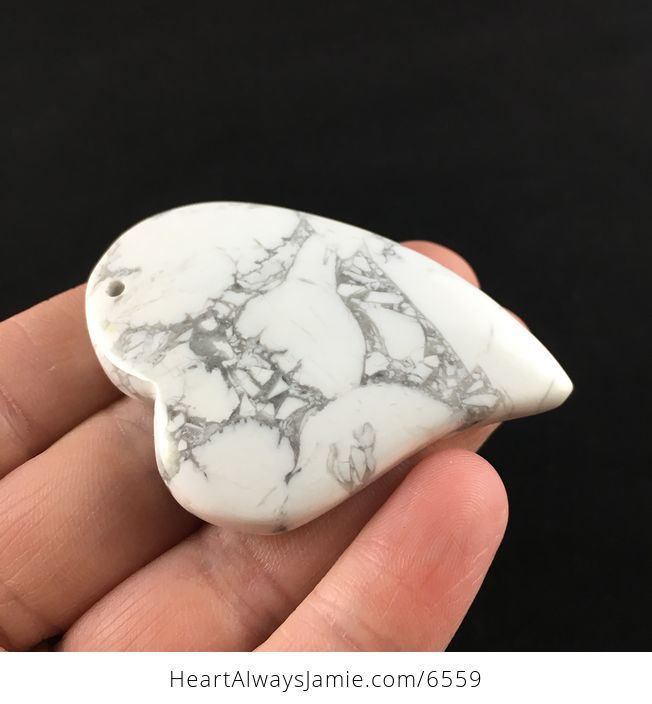 Heart Shaped White Howlite Stone Jewelry Pendant - #yP3loSccRx8-4
