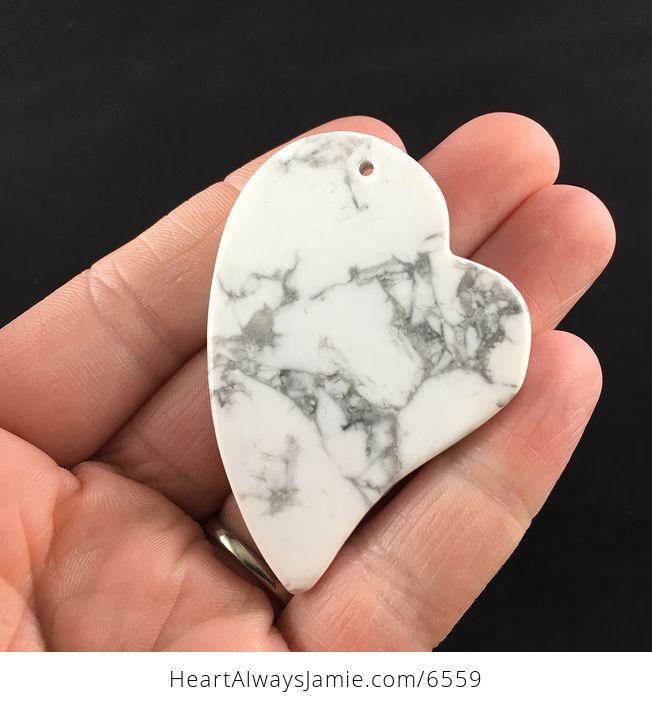 Heart Shaped White Howlite Stone Jewelry Pendant - #yP3loSccRx8-6