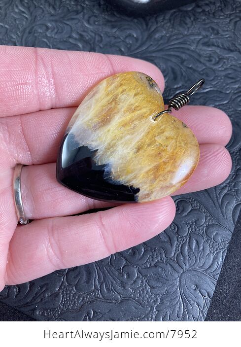Heart Shaped Yellow and Black Druzy Stone Jewelry Pendant - #4aE1umRsW0A-5