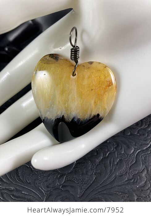 Heart Shaped Yellow and Black Druzy Stone Jewelry Pendant - #4aE1umRsW0A-8