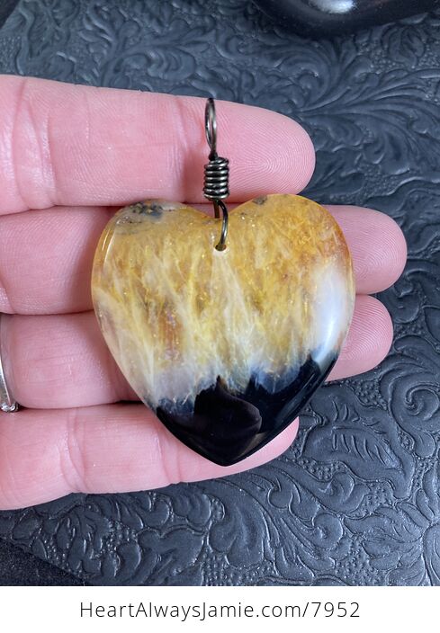Heart Shaped Yellow and Black Druzy Stone Jewelry Pendant - #4aE1umRsW0A-7