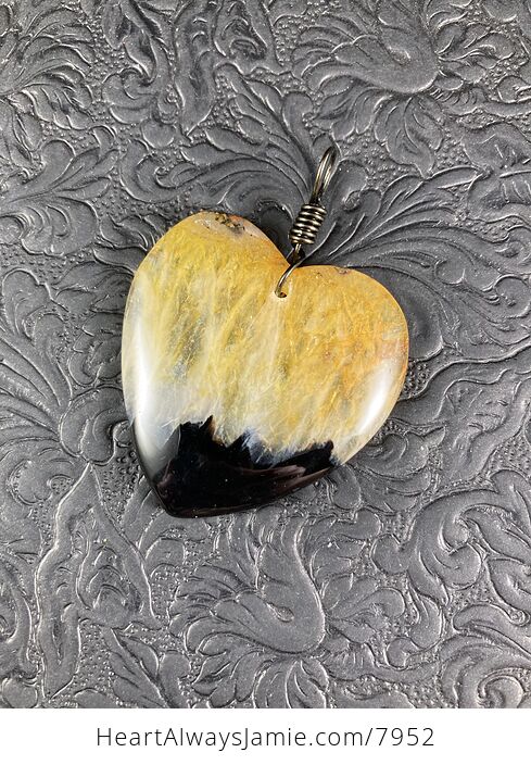 Heart Shaped Yellow and Black Druzy Stone Jewelry Pendant - #4aE1umRsW0A-3
