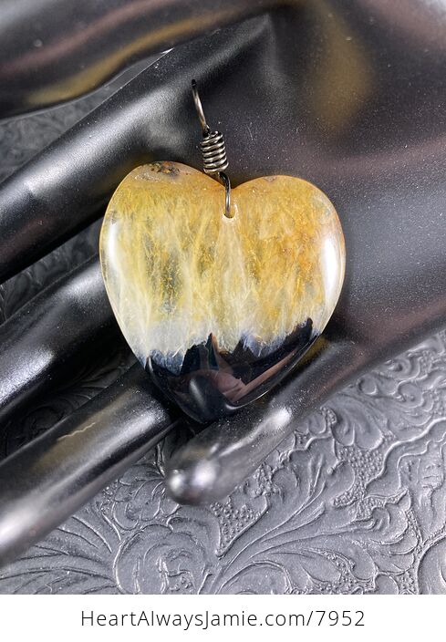 Heart Shaped Yellow and Black Druzy Stone Jewelry Pendant - #4aE1umRsW0A-1
