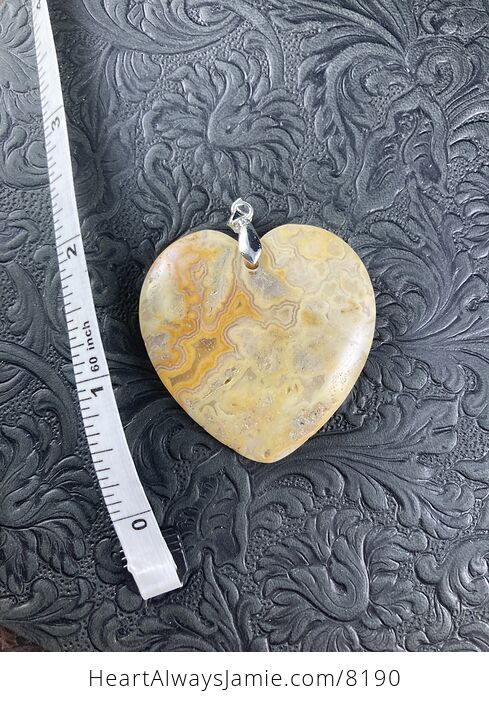 Heart Shaped Yellow and Orange Crazy Lace Agate Stone Jewelry Pendant - #Iryt1mZ5OmQ-7