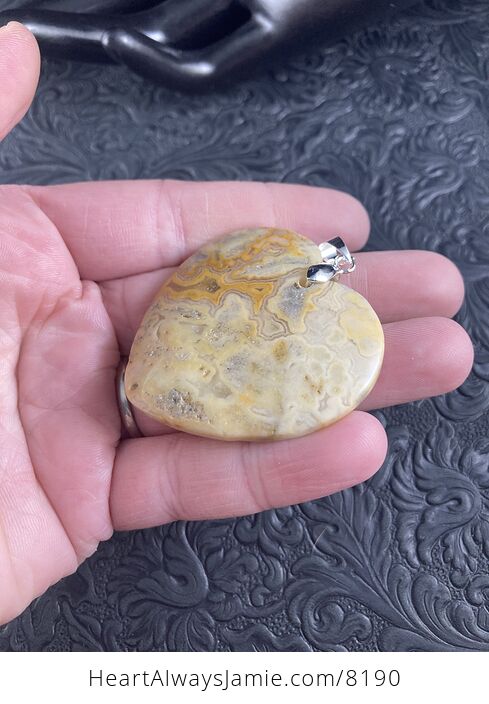 Heart Shaped Yellow and Orange Crazy Lace Agate Stone Jewelry Pendant - #Iryt1mZ5OmQ-3