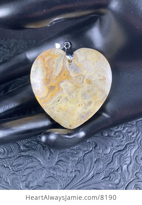 Heart Shaped Yellow and Orange Crazy Lace Agate Stone Jewelry Pendant - #Iryt1mZ5OmQ-1