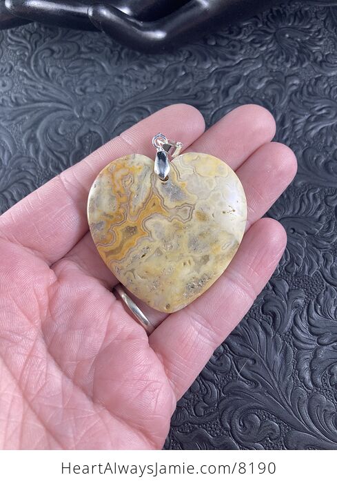 Heart Shaped Yellow and Orange Crazy Lace Agate Stone Jewelry Pendant - #Iryt1mZ5OmQ-2