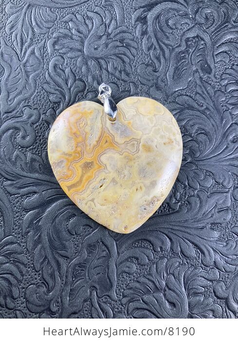 Heart Shaped Yellow and Orange Crazy Lace Agate Stone Jewelry Pendant - #Iryt1mZ5OmQ-6